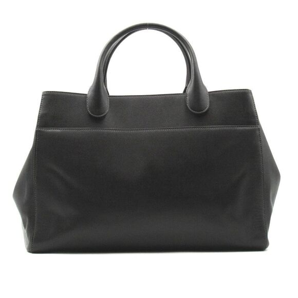 Chanel Metal Fittings Silver Leather Black Tote Bag 2-way Shoulder Bag - Picture 2 of 6